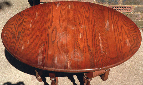 Oak table restoration before
